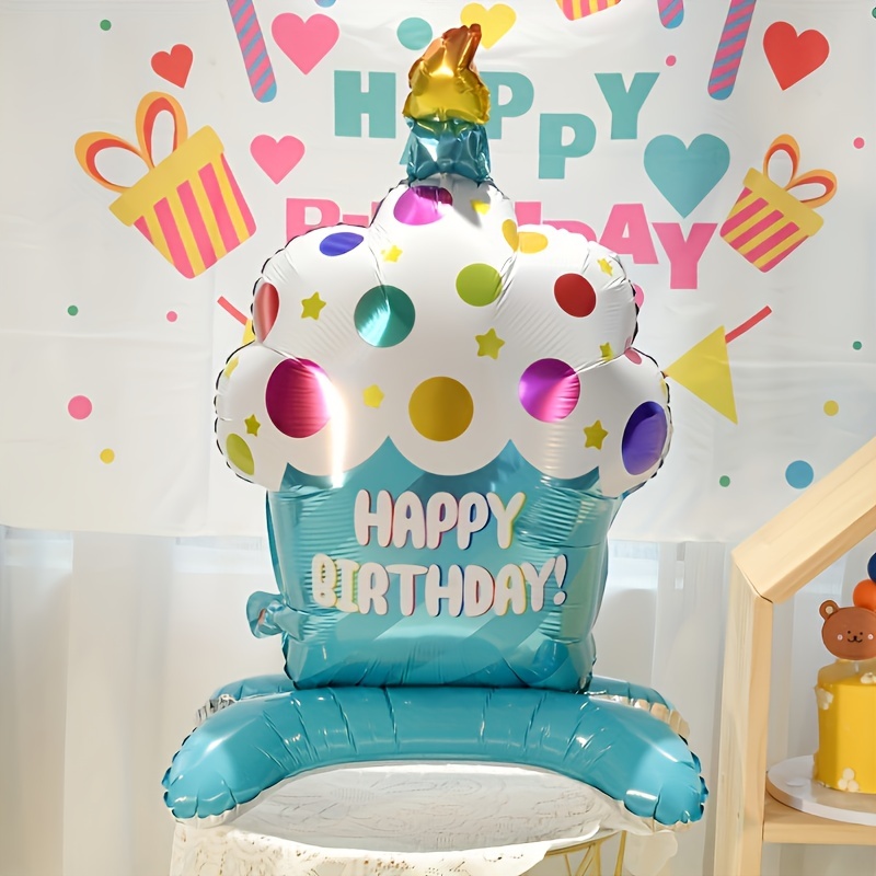 Standing Base Balloon Birthday Cake Aluminum Film Balloon - Temu