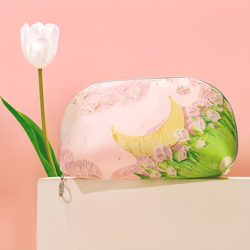 1pc Waterproof transparent PVC spring flowers pattern makeup bag