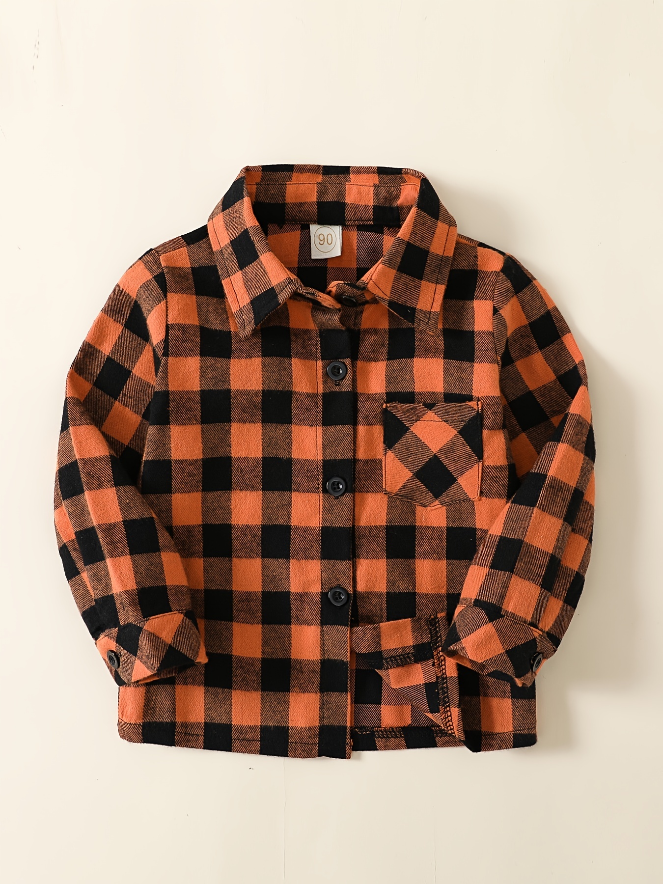toddler boy orange plaid shirt