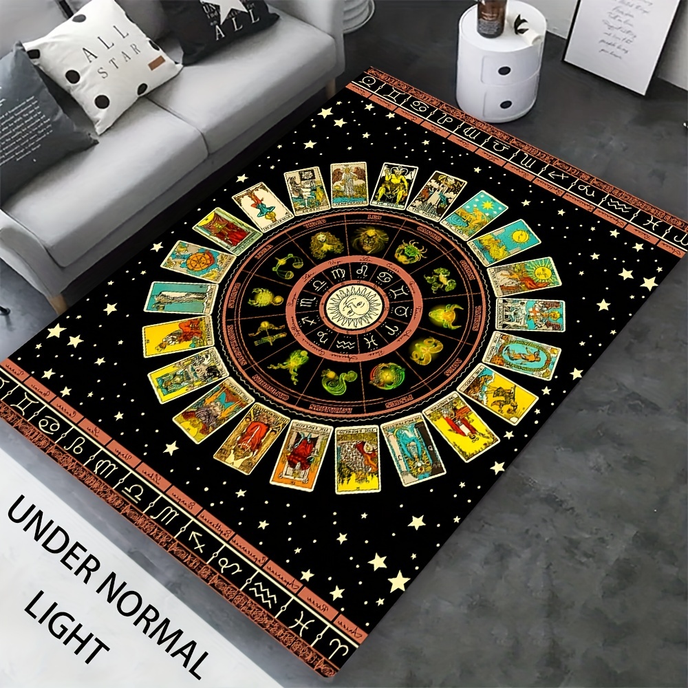 UV Light Flannel Luminous Tarot Pattern Rug Non Slip Mat