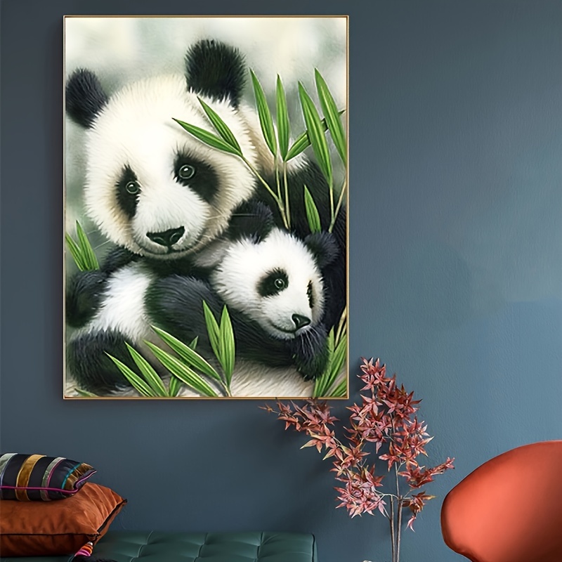 5D Diy Diamond Painting Kits Giant Pandas And Bamboo Diamond Art