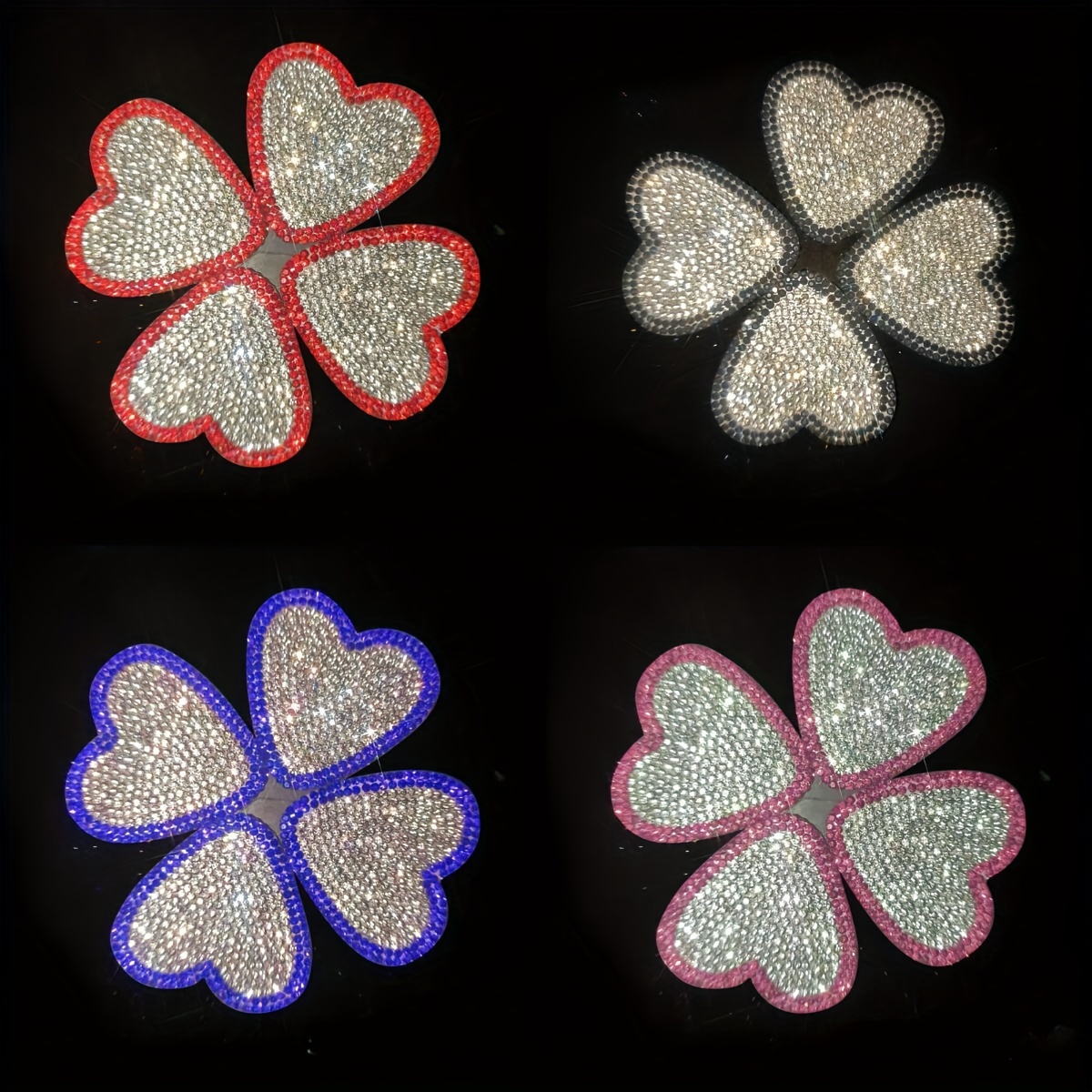 Crystal Car Decoration Stickers heart Bling Rhinestone Four - Temu United  Arab Emirates