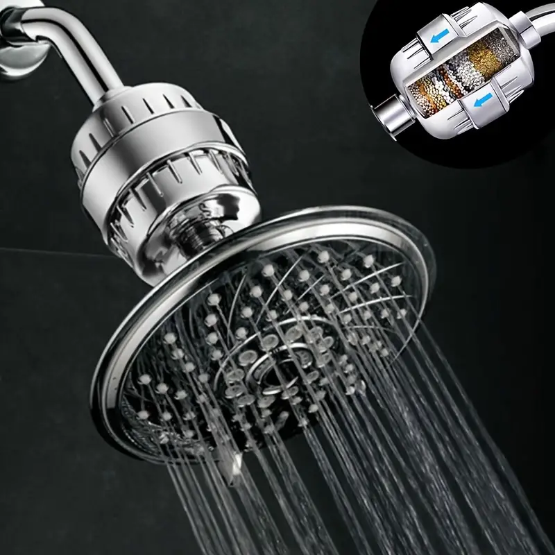 1pc Shower Head 15 Stage Filter , Water Filter For Removing Heavy Metals,  Filtered Soften For Bathroom Water Bath Filtration Purifier, Bathroom Access