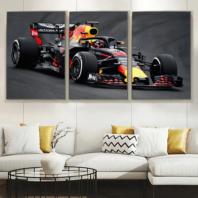3pcs / Set Affiches En Toile, Voiture De Course, Formule 1, Art De