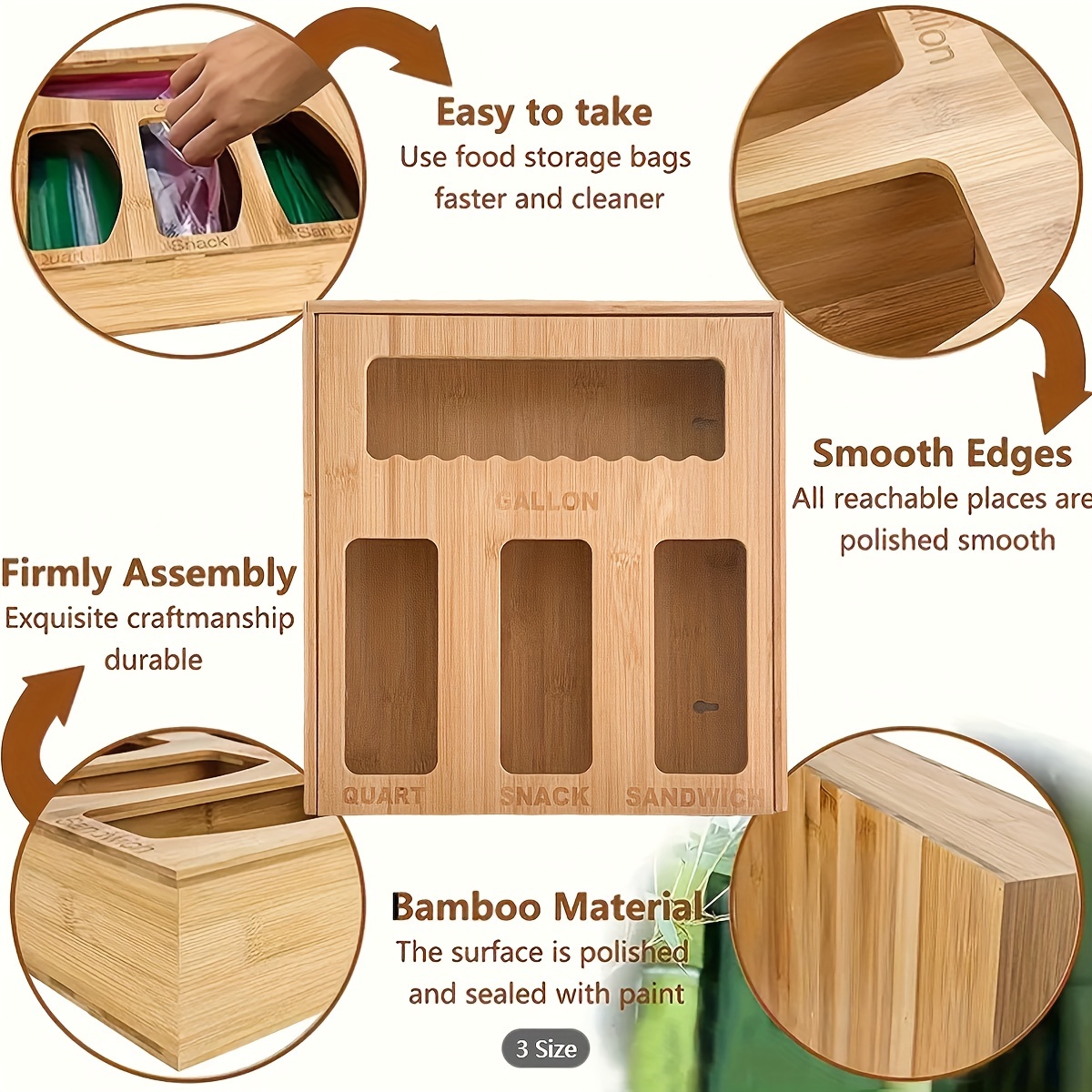 Storage Container Bamboo Wooden 2/3/4/6 compartment Box - Temu