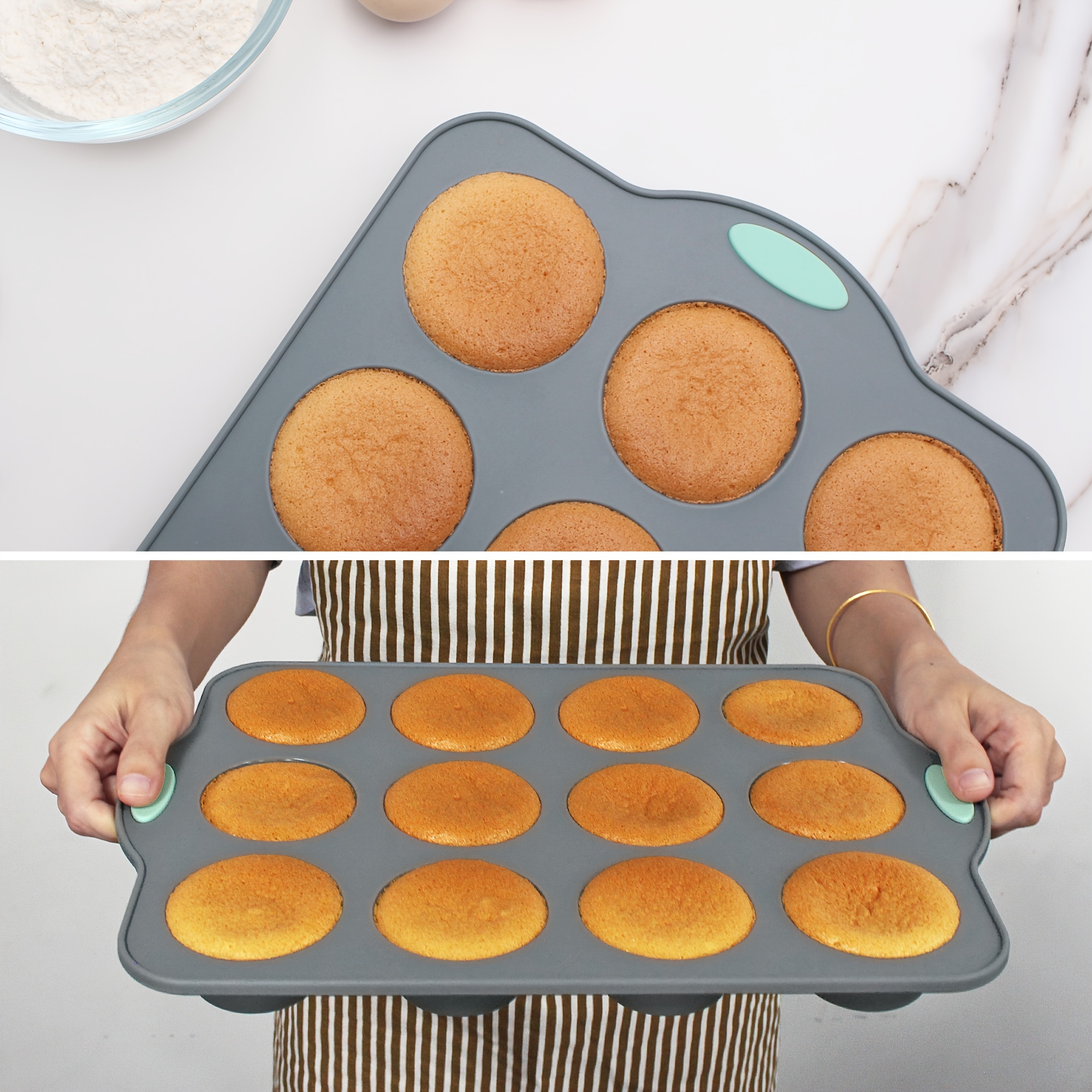 to Encounter Silicone Baking Pans Set, 4 Pieces Nonstick Bakeware Set with Baking Pans, Baking Sheets, Cookie Sheets, Cake Pan with Metal Reinforced