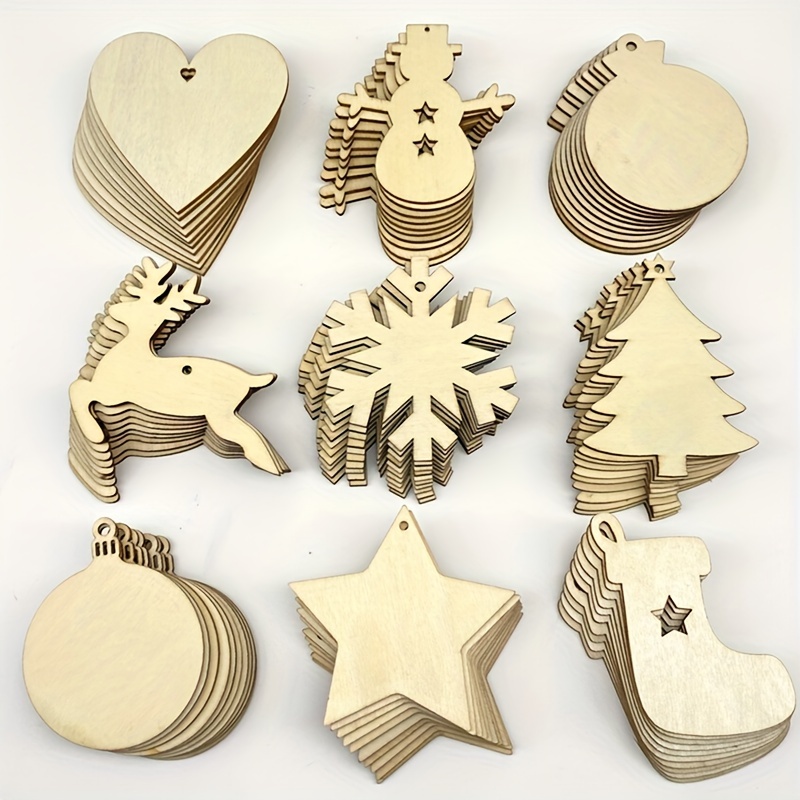 Christmas Wood Ornaments For Crafts Diy Wood Cutouts Kit - Temu