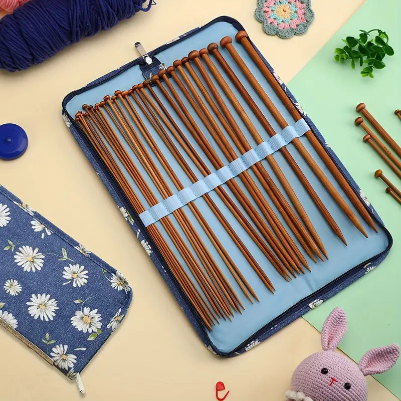 Stick Needle Storage Bag With Daisy Pattern Printed Knitting - Temu