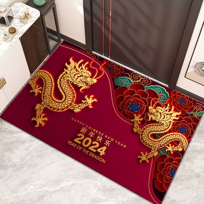 Red Festive Holiday Doormat Non slip And Durable Area Rug - Temu