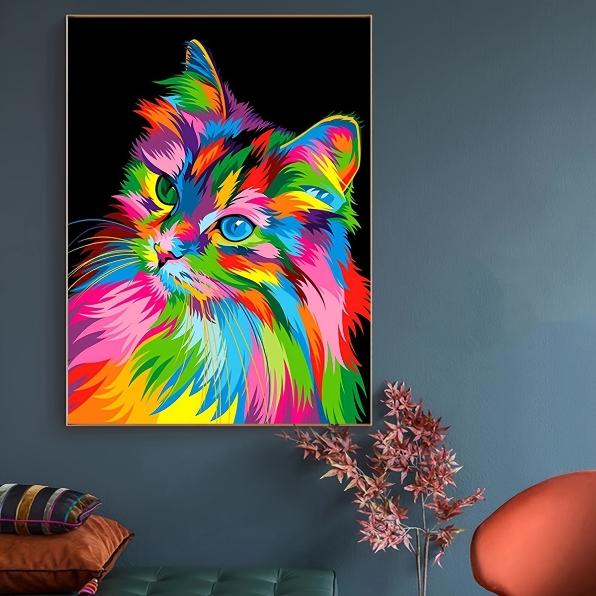 Diy Diamond Painting Kit 5d Colorful Cat Diamond Art Kit - Temu