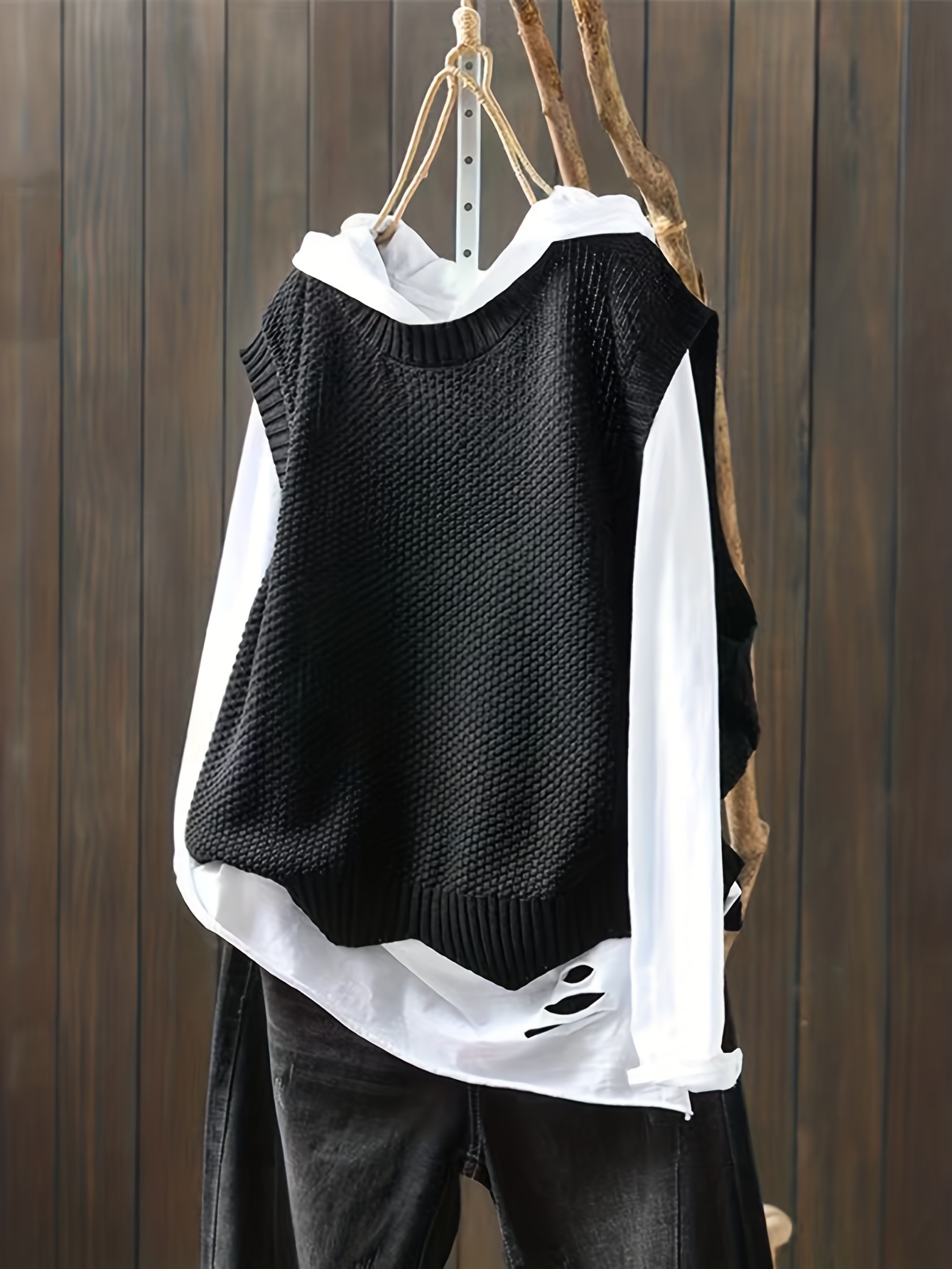 Solid Cable Knit Sweater Vest Preppy V Neck Versatile Tank - Temu