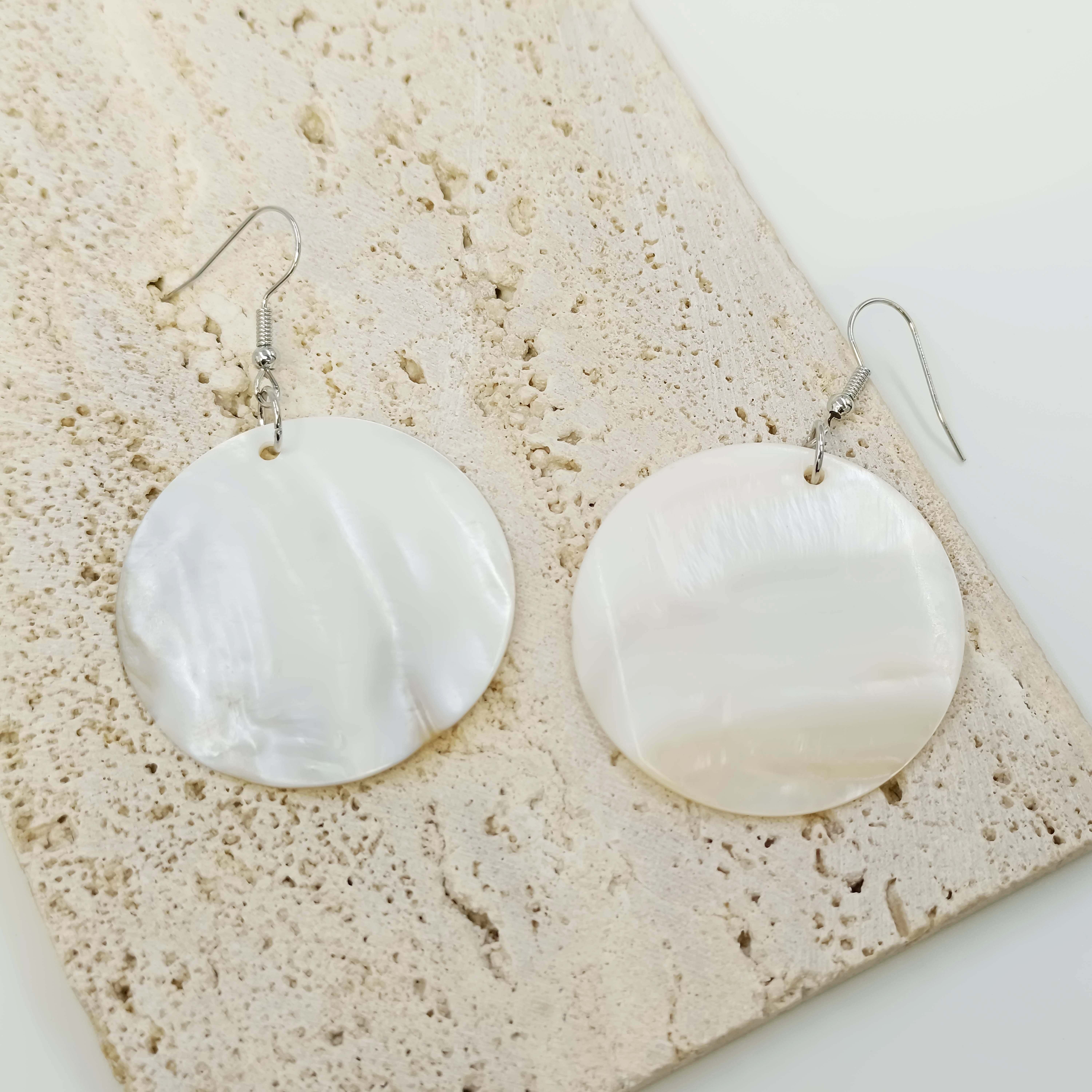 

Round Shell Dangle Earrings Minimalist Ocean Style Delicate Gift For Women Daily Wear Accessories