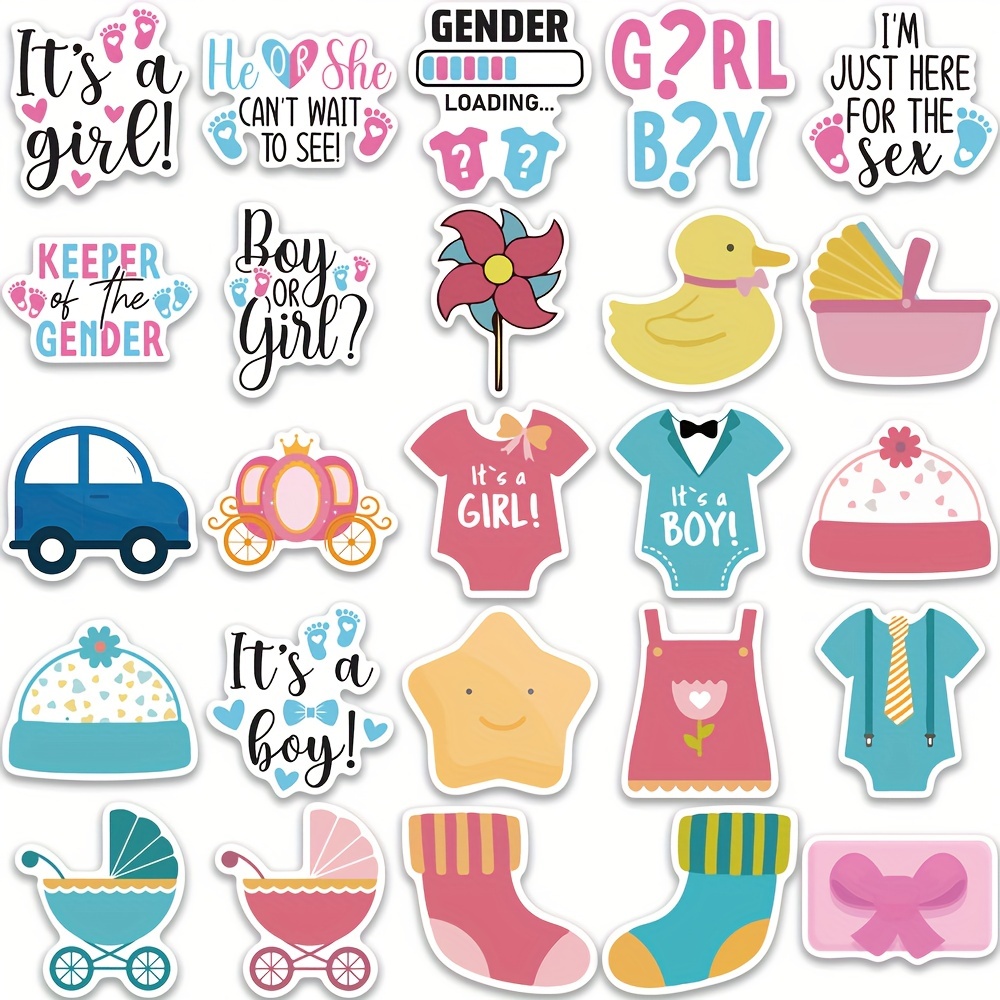 48pcs Gender Reveal Party Stickers Gioco Forniture Feste - Temu Italy