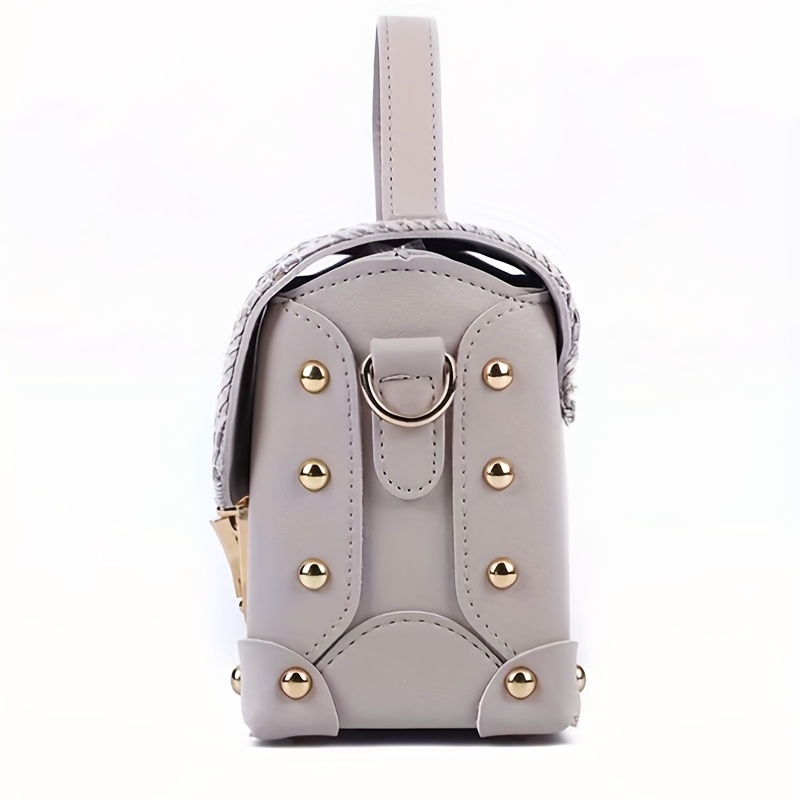 Mini Braided Detail Flap Square Bag Minimalist White