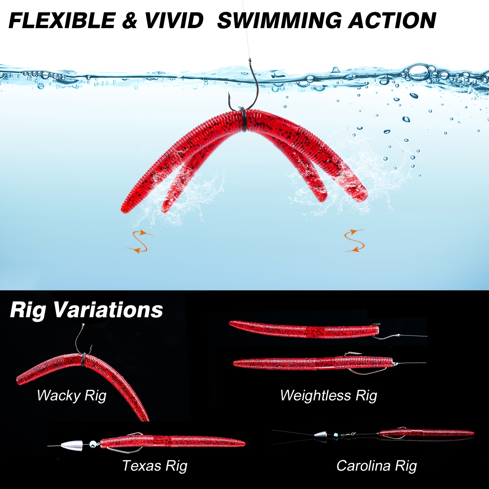 Texas Rigs for Bass Fishing with Weights Hooks Rigged Line Kit Fishing  Tackle 