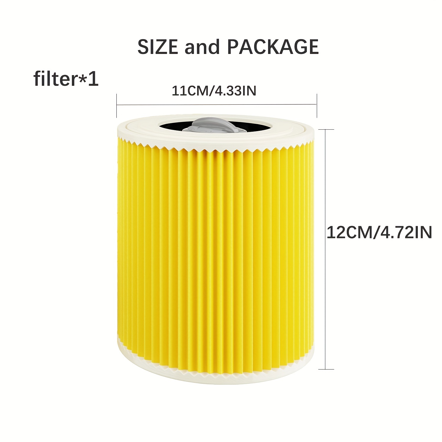 1 filtre pour aspirateur Kärcher [WD3, WD2, WD1, MV3, MV2, A, K, KNT, NT,  SE, VC] - 1 filtre rond + 1 vis de verrouillage pour les personnes  allergiques à la poussière