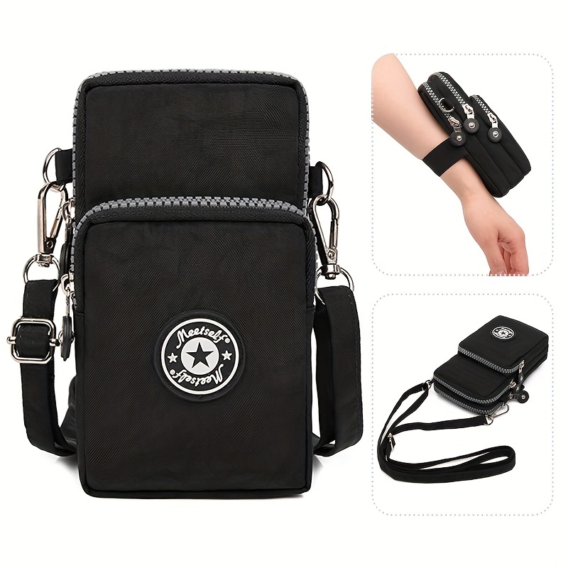 

Letter Detail Phone Bag, Women's Mini Crossbody Bag, Muti Color Running Arm Bag