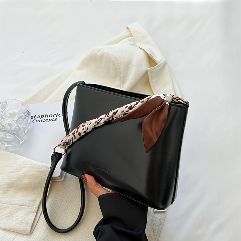 Retro Solid Color Shoulder Bag Women's Pu Leather Handbag - Temu United ...