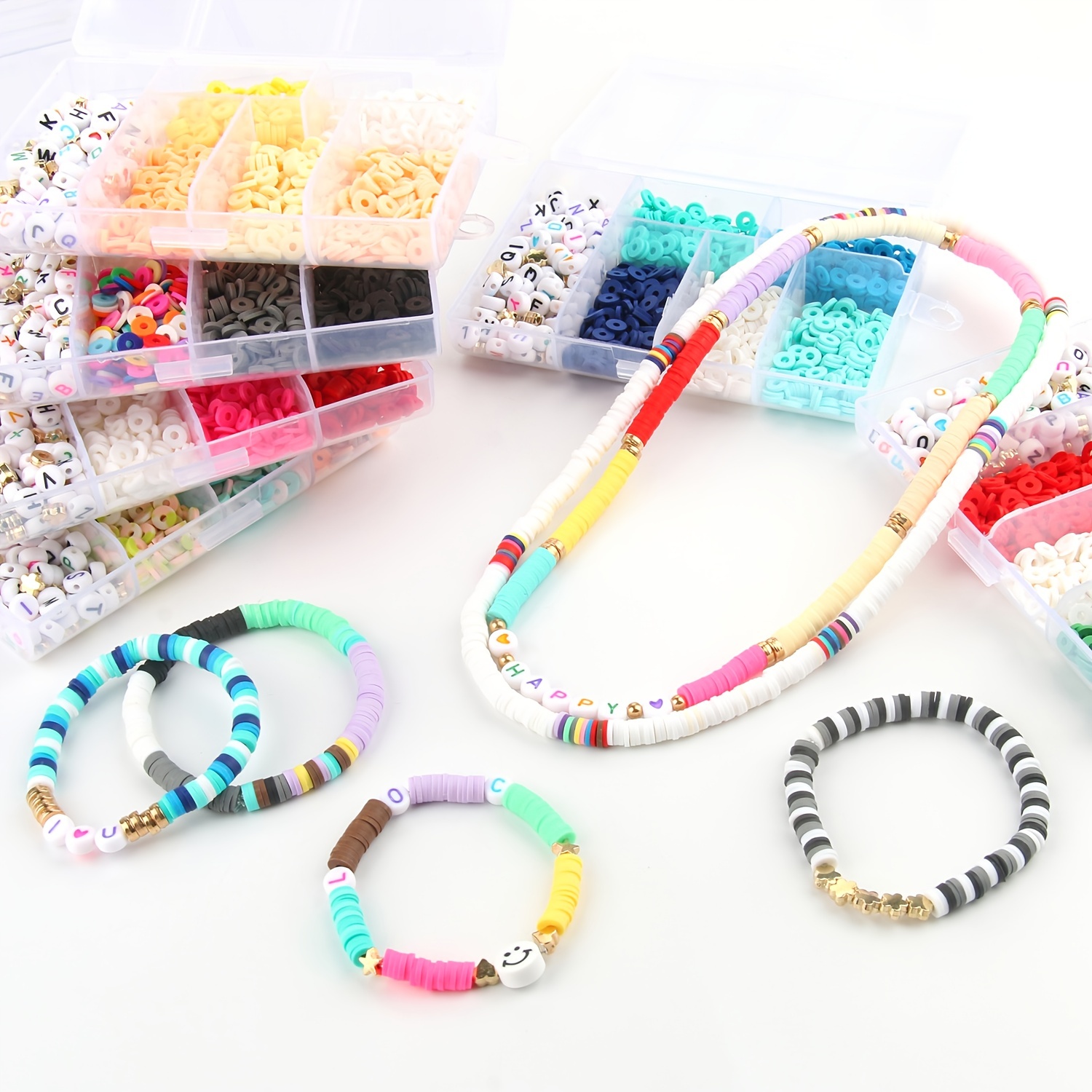 Clay Beads For Bracelets 20 Colors Flat Round Polymer - Temu