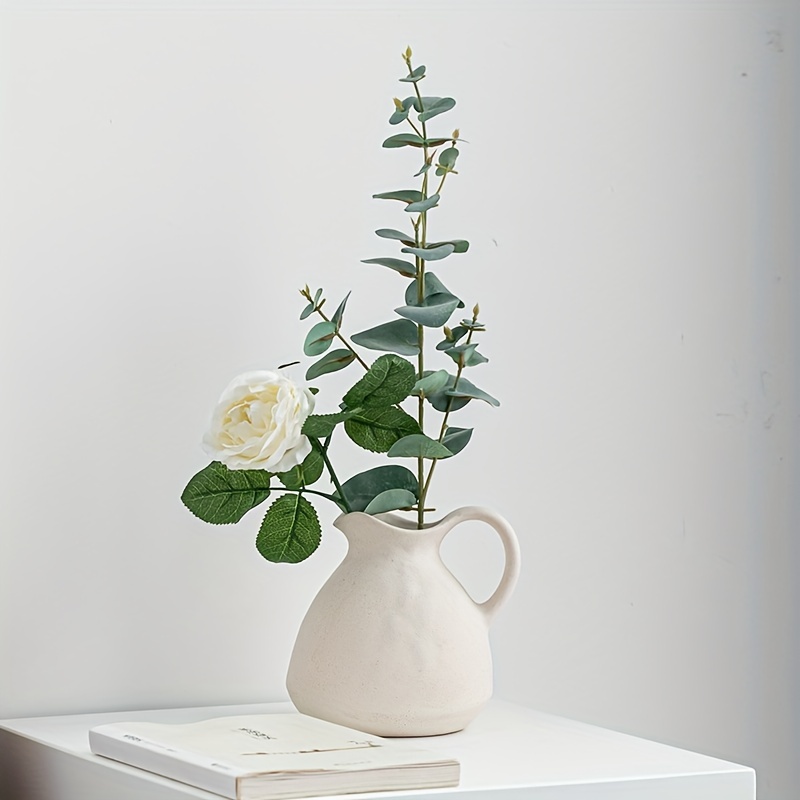 Ceramic Vase with Handle, Country Style Vintage Vase for Bouquets, Ceramic  Decorative Pitcher Flower Vase, Table Desk Vases, Bookcase Ornaments  Bottles for Home Office (Size : 42.5 * 33CM/16.7*13) : : Home