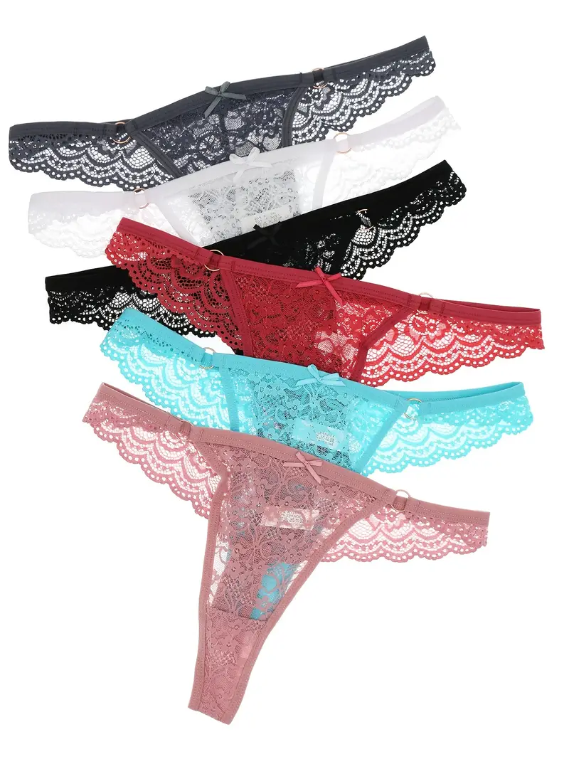 Women's Lace Low Waist Thong Panty T back Underwear - Temu