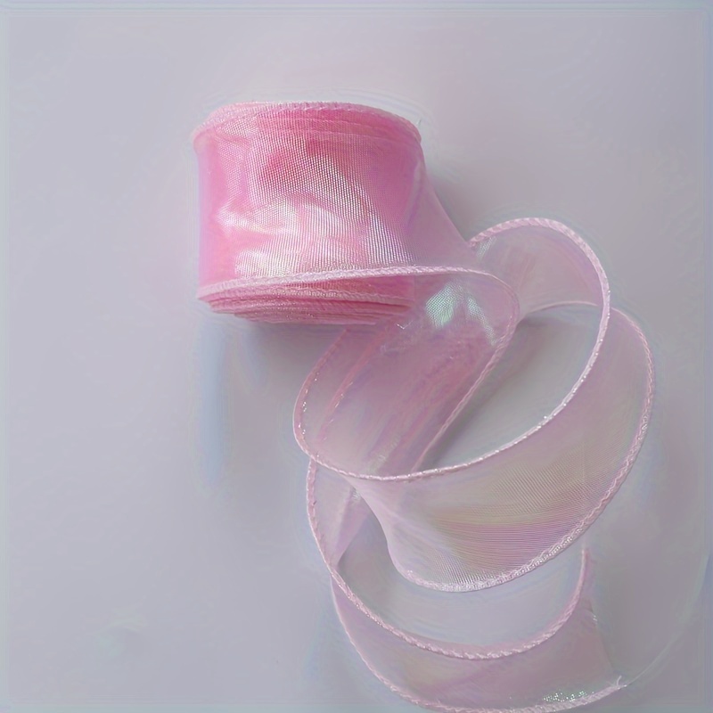 Wide Bendable Iridescent Satin Organza Chiffon Ribbons for Gift Wrapping,  Wedding Decoration, 1-1/2 in*10 Yard/Roll, Champagne
