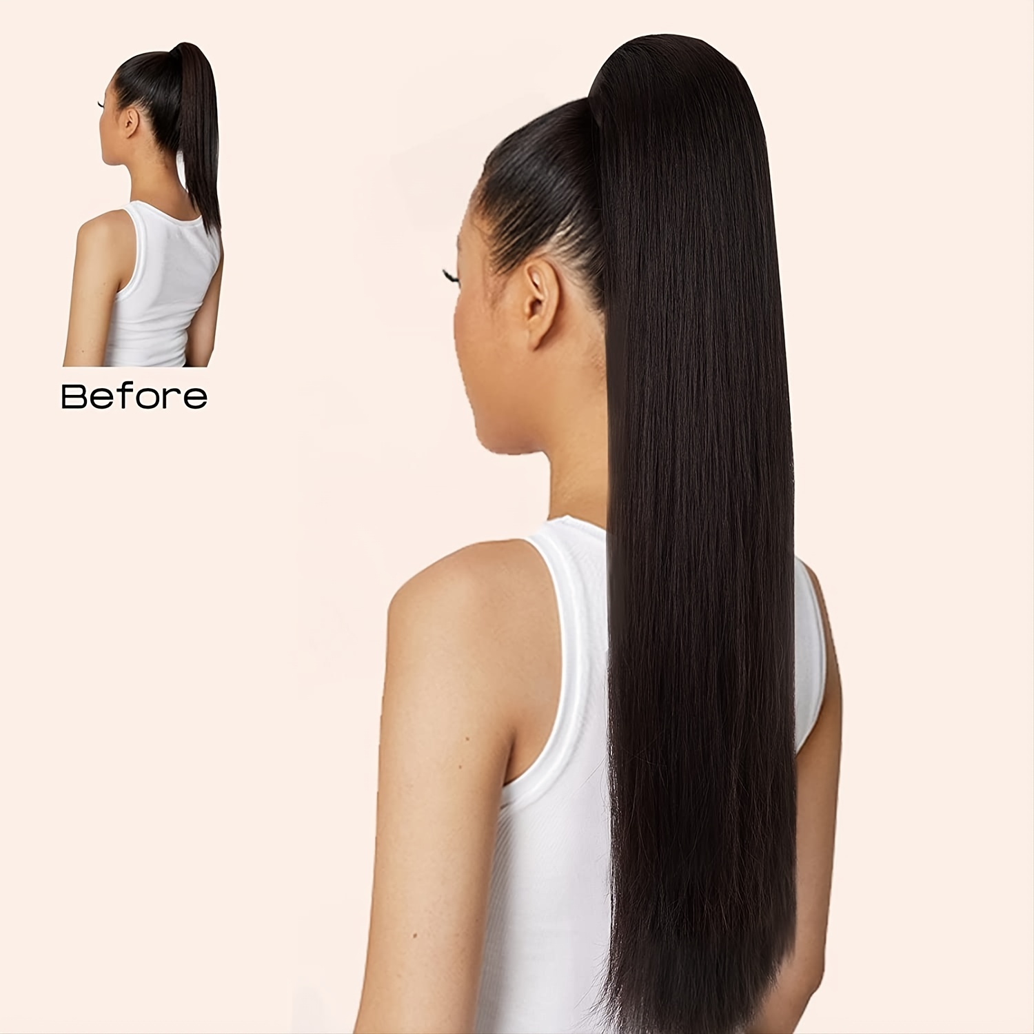 Straight Human Hair Ponytail Extensions 20-72 cm
