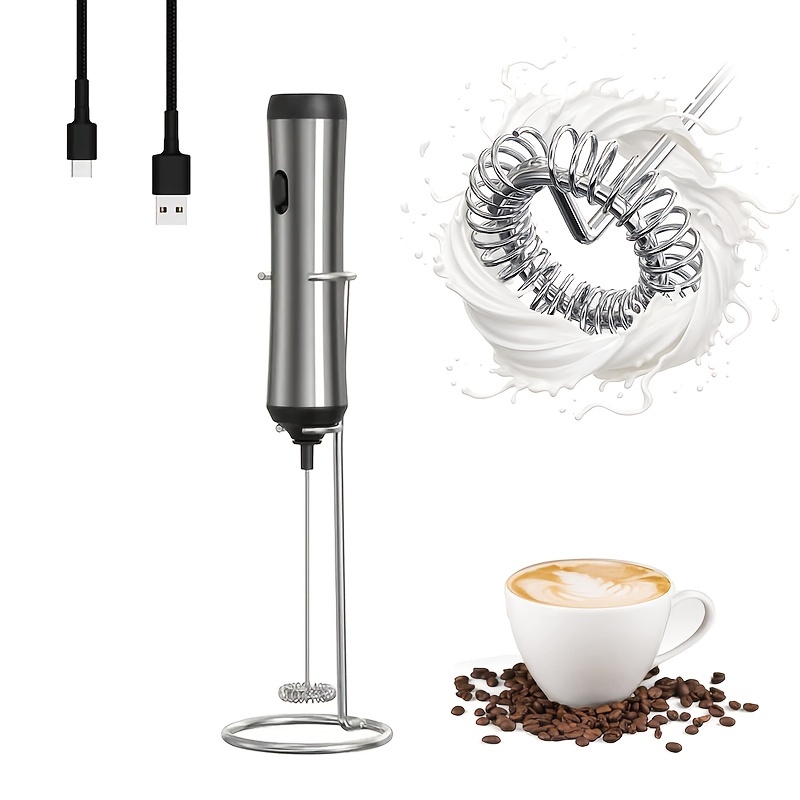 Portable Rechargeable Electric Milk Frother With Usb Type c - Temu