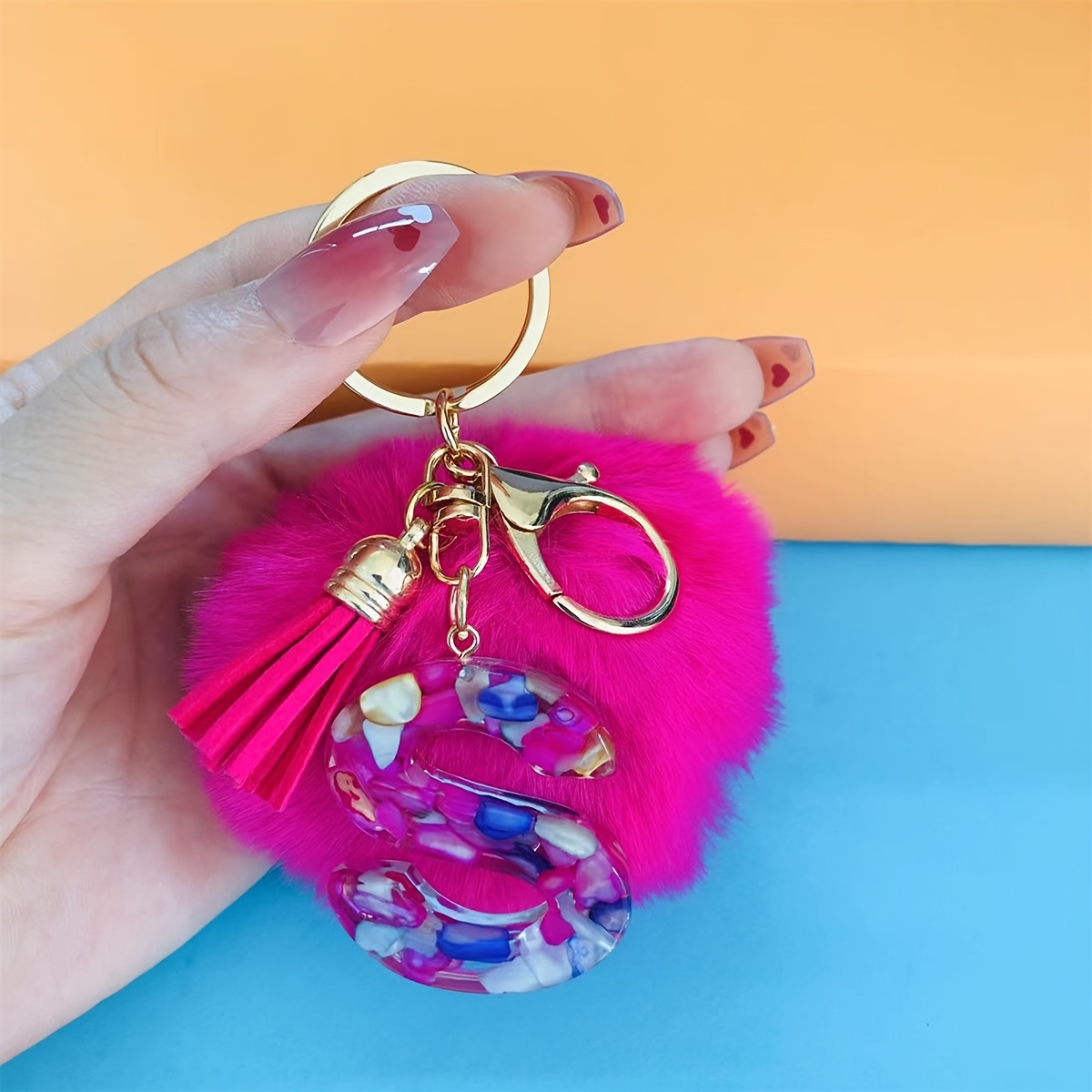 Alphabet Initial Letter Keychain Cute Plush Pom Pom Key - Temu Philippines