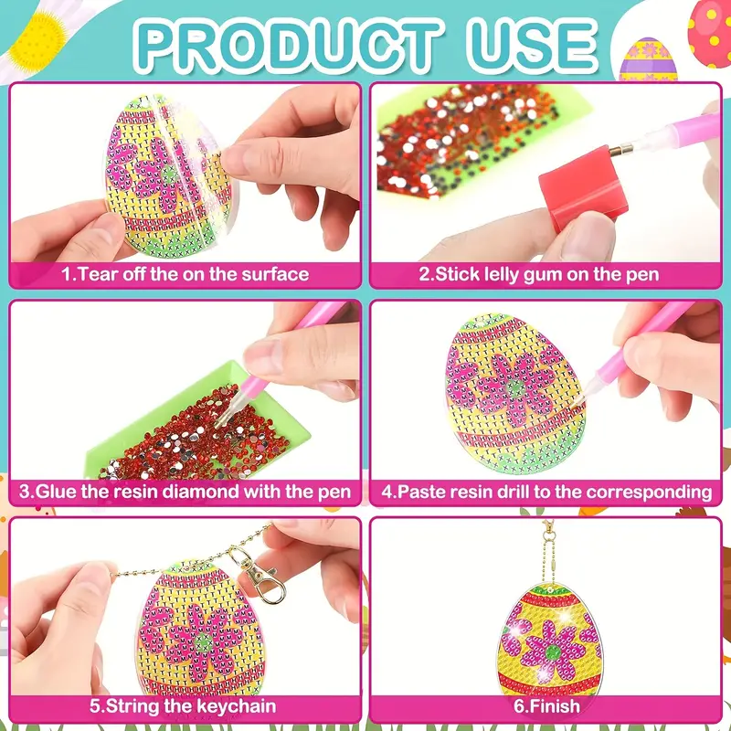 Value Pack 20pcs Easter Diamond Painting Keychain Kit With Tools, Easter  Egg Diamond Painting Keychain For Easter Decoration, Diy Decorations For  Beginners - Arts, Crafts & Sewing - Temu