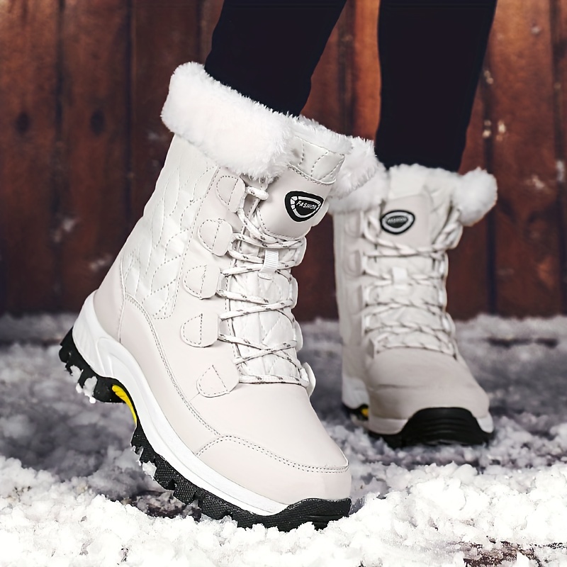 Waterproof Winter Women Shoes Snow Boots Fur-lined Slip On Warm