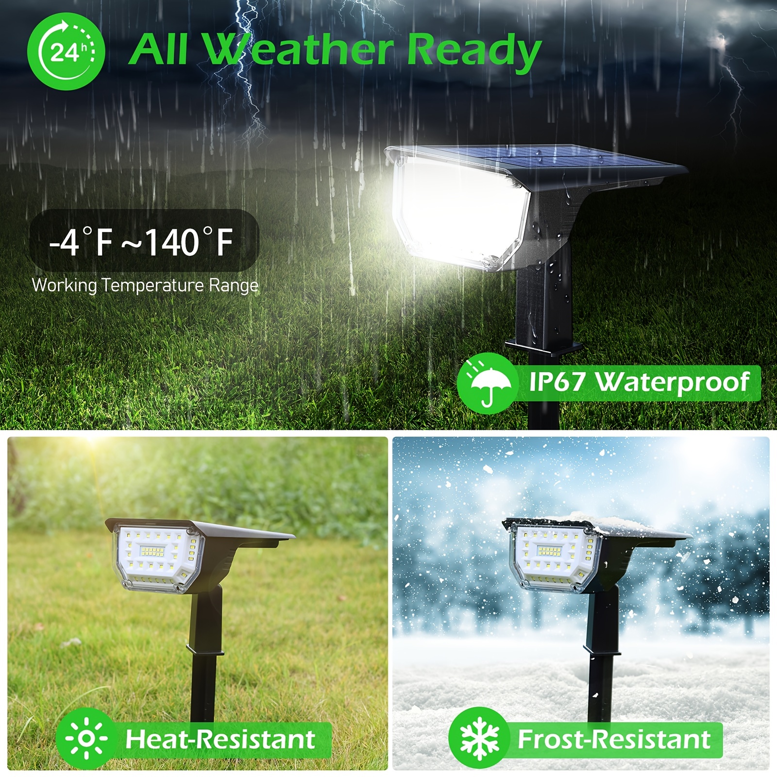 4pcs Solar Lawn Lights Outdoor Waterproof Spotlights 67 LED Color Light RGB Floor Lights Garden Landscape Lights