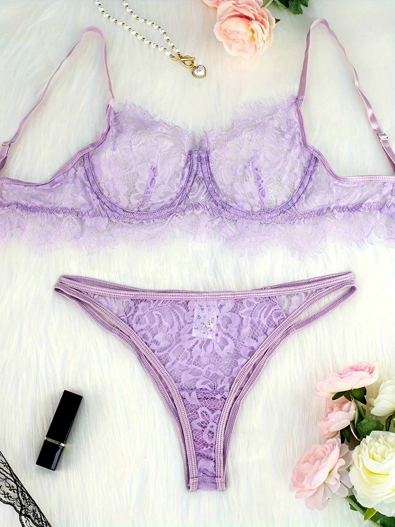 Women's Sexy Lace Panties Rhinestone Thong Solid Hollow - Temu Canada
