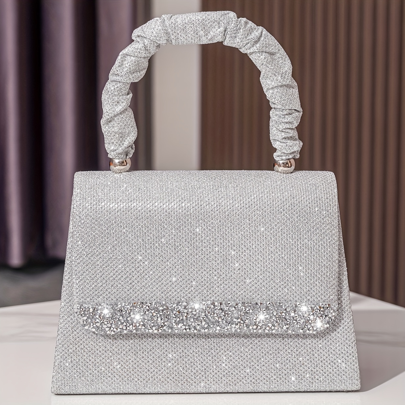Elegant Rhinestone Evening Bag, Glitter Flap Dinner Bag, Women's
