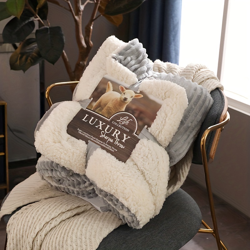 Double layer Fleece Lamb Wool Autumn Winter Warm Blanket Bed Temu