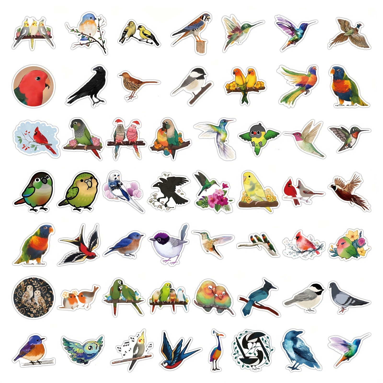 100 PCS Bird Stickers, Vinyl Waterproof Bird Stickers for Water Bottles,  Laptop, Notebook, Scrapbook, Luggage, Cell Phone, Skateboard, Helmet