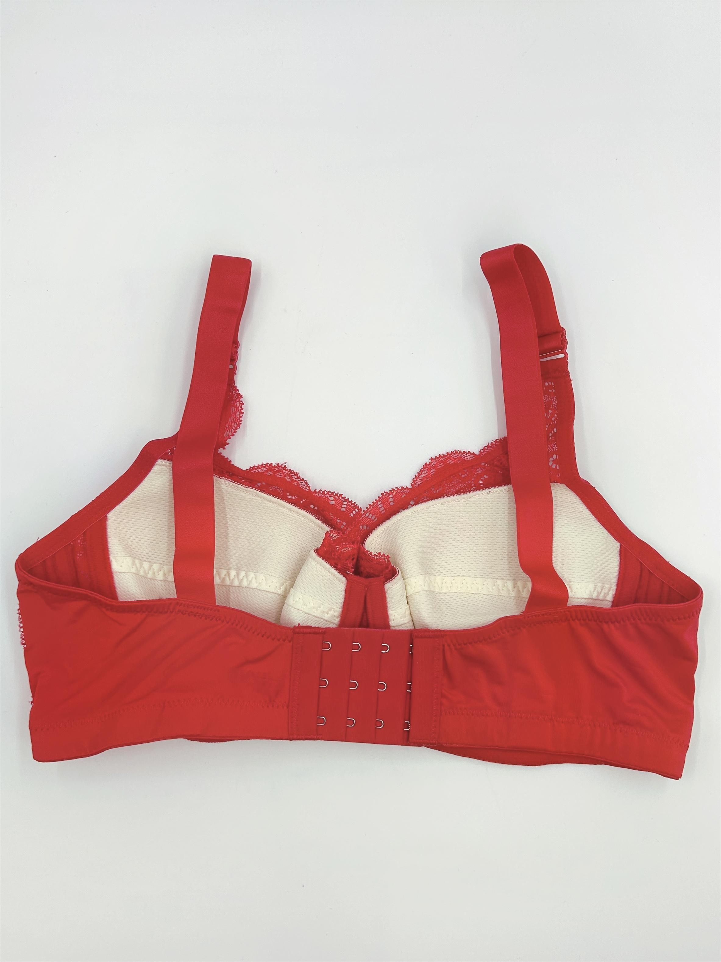 MOONDUSK Fancy Net bra Set Non-Padded Full Coverage Seamless Cotton  Everyday Bra Red