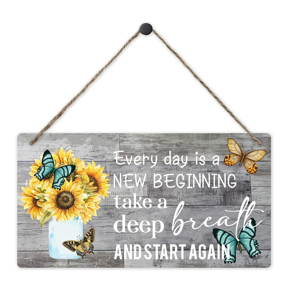 Wooden Plank Sign Every Day A New Beginning Dandelion - Temu New Zealand