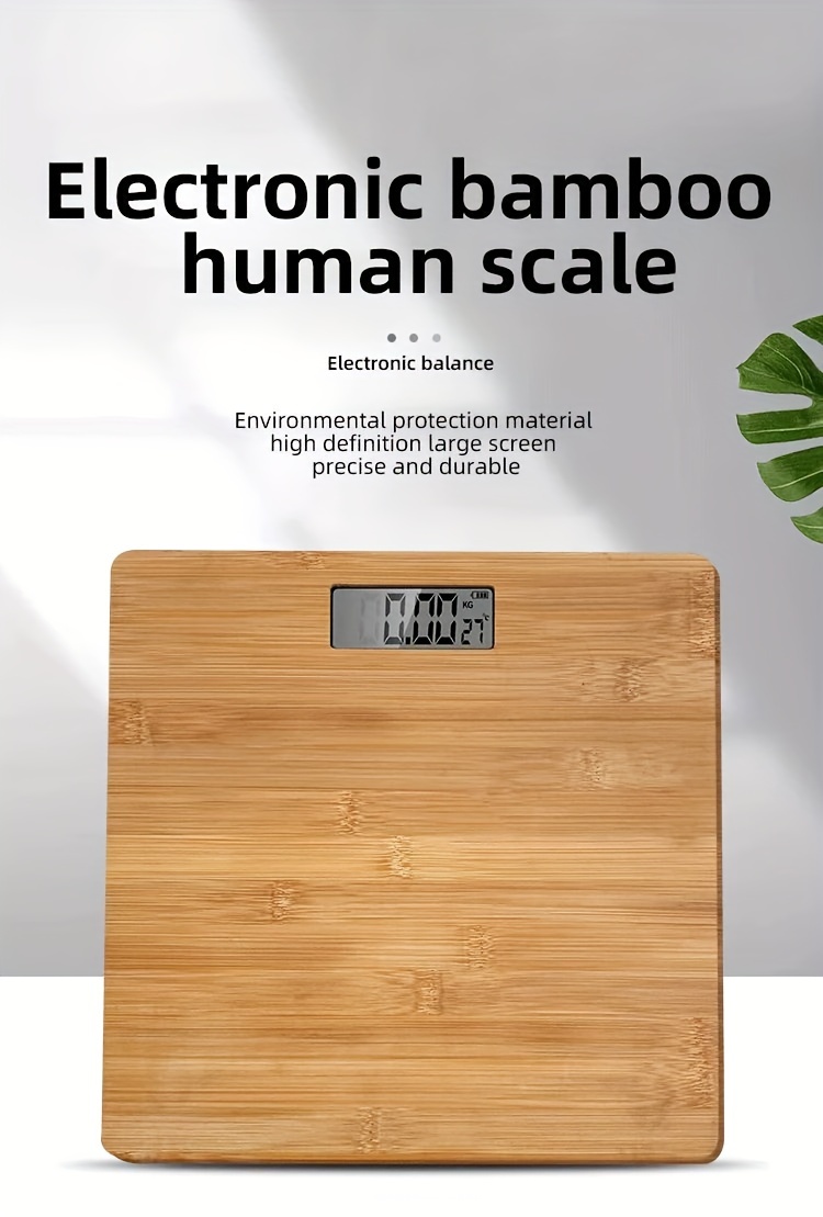 1pc Body Weight Scale, Bamboo Bathroom Scale For Weight Loss, High Accuracy Digital Body Scale With LED Display, 180kg/396lb, KG/LB, 11 Inch, Natural Bamboo Wood Digital Weight Scale, AAA Battery Not Included details 0