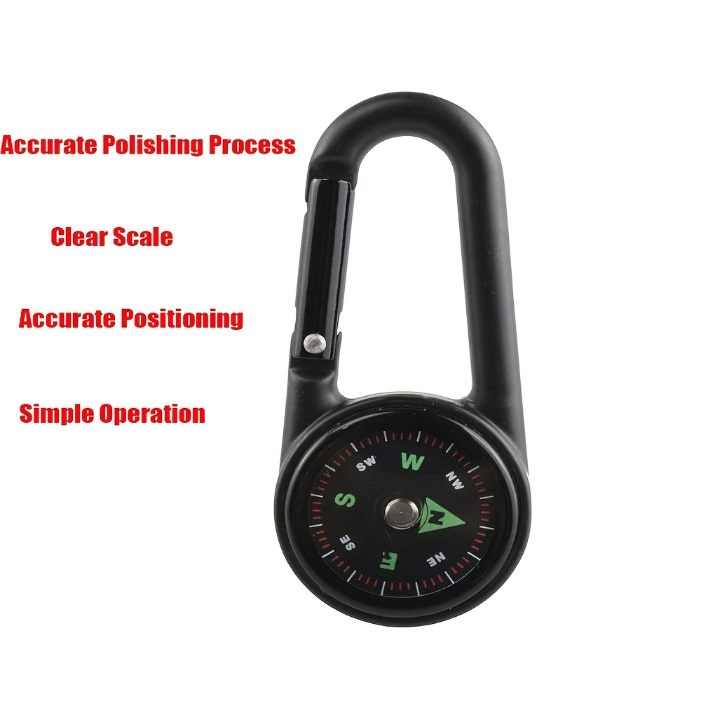 Multifunctional Hiking Metal Carabiner with Mini Compass and Thermometer