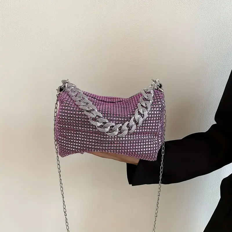 Rhinestone Decor Handbags, Fashion Chain Crossbody Bag, Women's Glitter  Clutch Purses - Temu New Zealand
