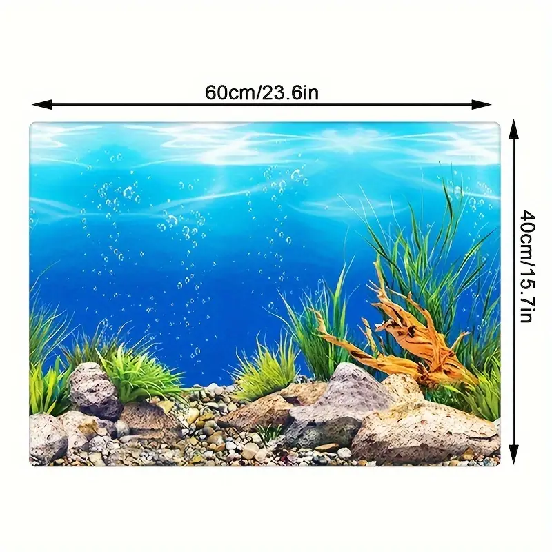 Sfondo Per Acquario In Vinile - 180x46cm, Design Pietra E Piante Acquatiche, Per Decorazione Vasca - Foto 6
