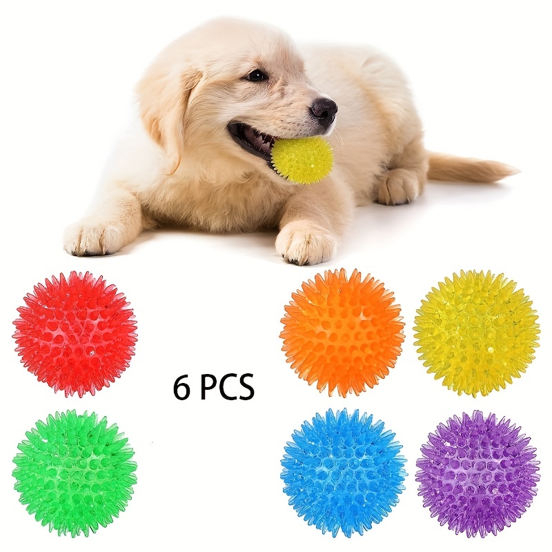 Paquete de 12 juguetes chirriantes para perros, bola de 2.5 pulgadas para  perros, bola puntiaguda limpia los dientes para mascotas, bolas chirriantes
