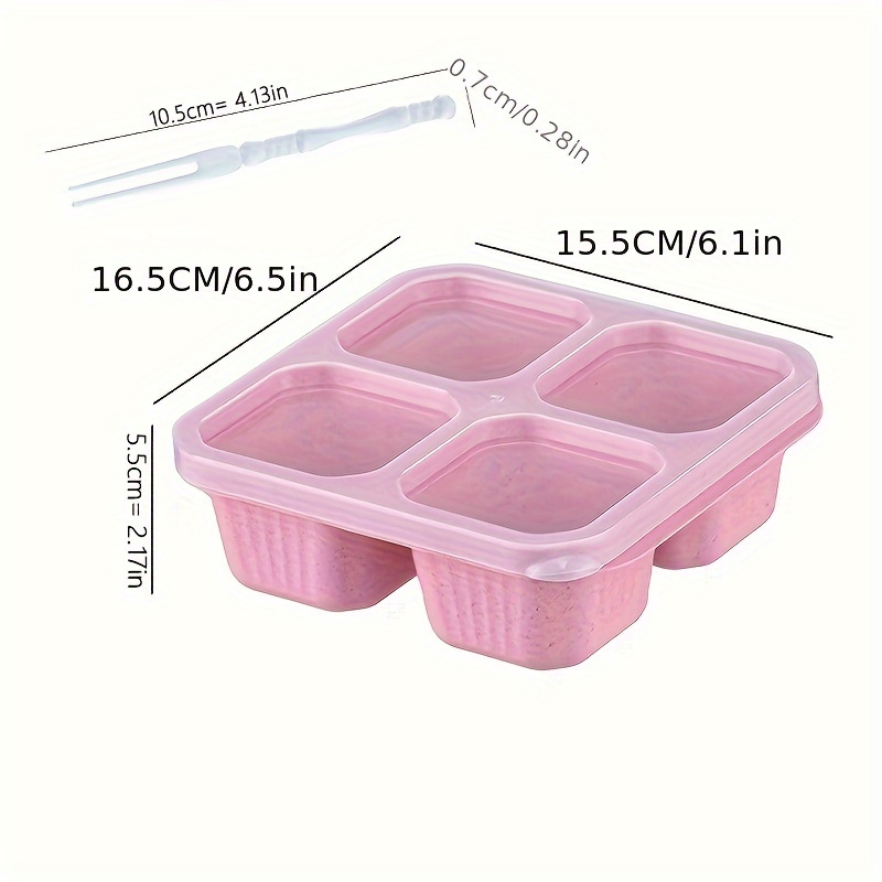 Divider Bento Box With Fruit Forks Set, Four-compartment Nut