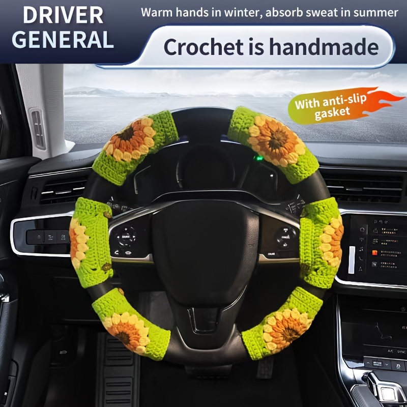 Handmade Crochet Steering Wheel Cover For Women Girl Cute - Temu