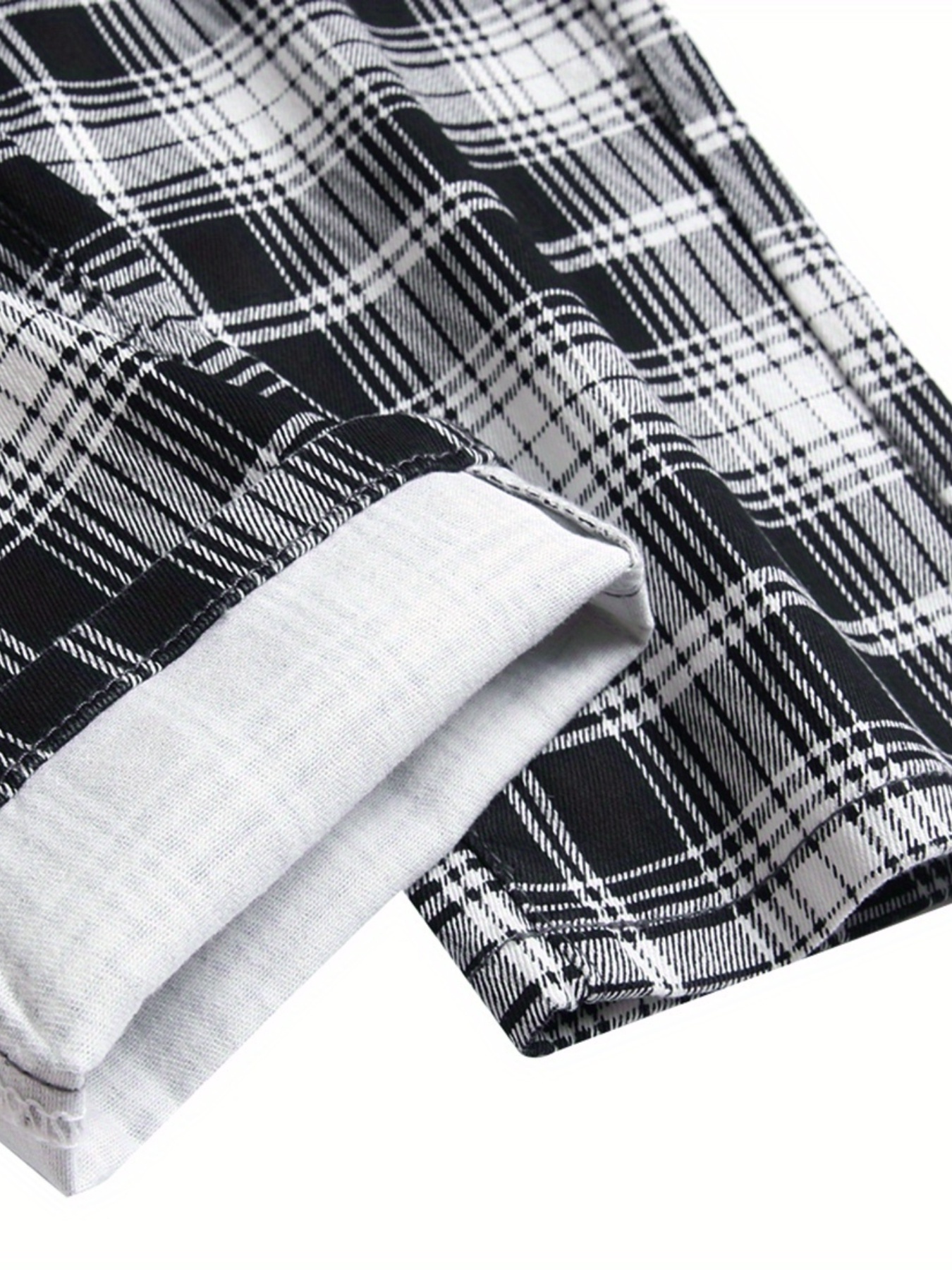 Men's Slim Fit Plaid Pattern Mid Stretch Jeans for All Seasons