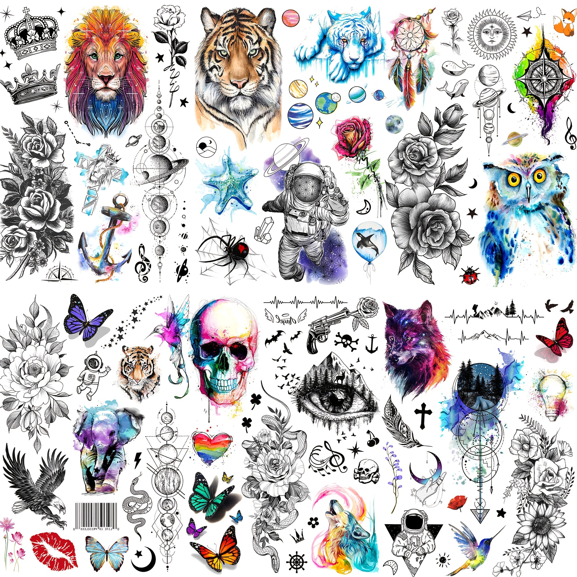 Cat Temporary Tattoos for Kids-61PCS Metallic Style Fake Tattoo