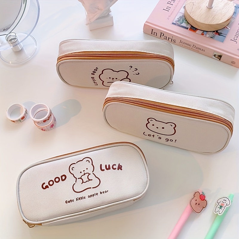 Trendy Fun for Large Pencil Case Big Capacity 3 Compartments Pencil Pouch  Cute Cartoon Character Cool Pen Bag with Zipper for Girls Teens Estuche  para