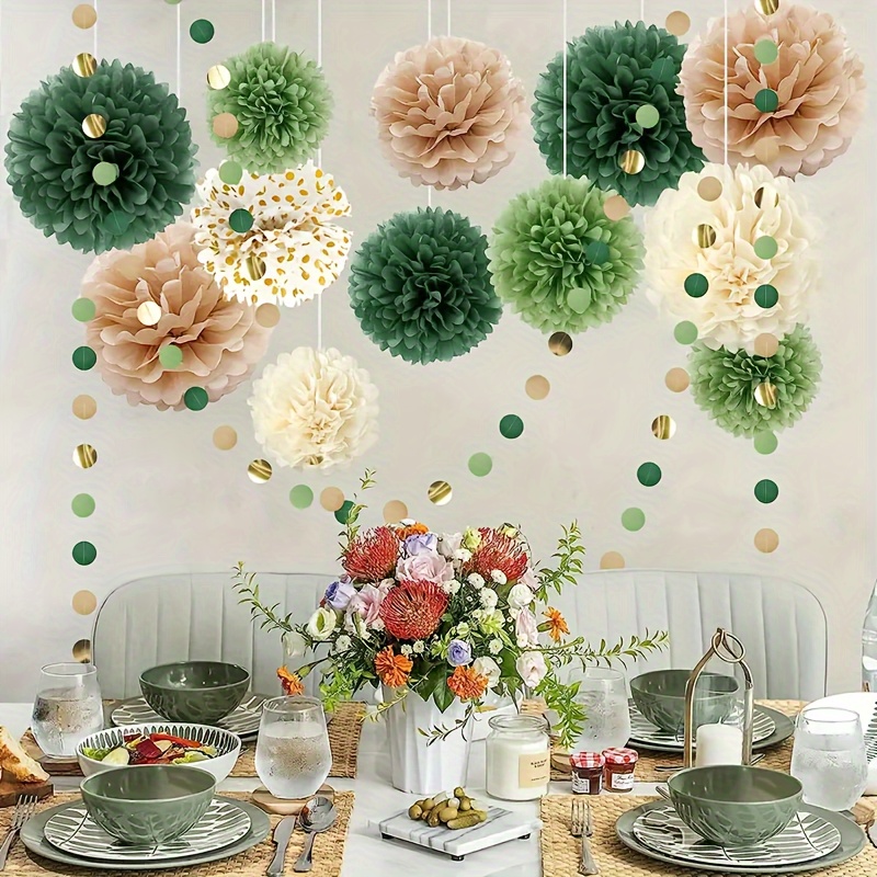 Green Tissue Paper Pom Poms Wedding Party Decorations Set - Temu