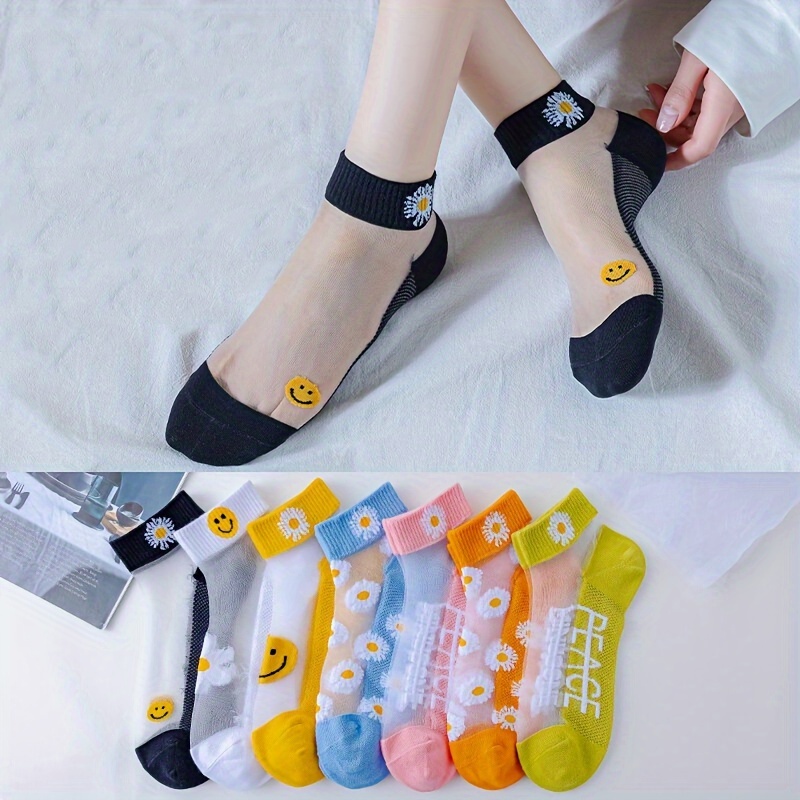 1 Pair Women Girls Korean Fashion Dots Ankle Socks Antislip Silk Stockings  Students Boat Socks